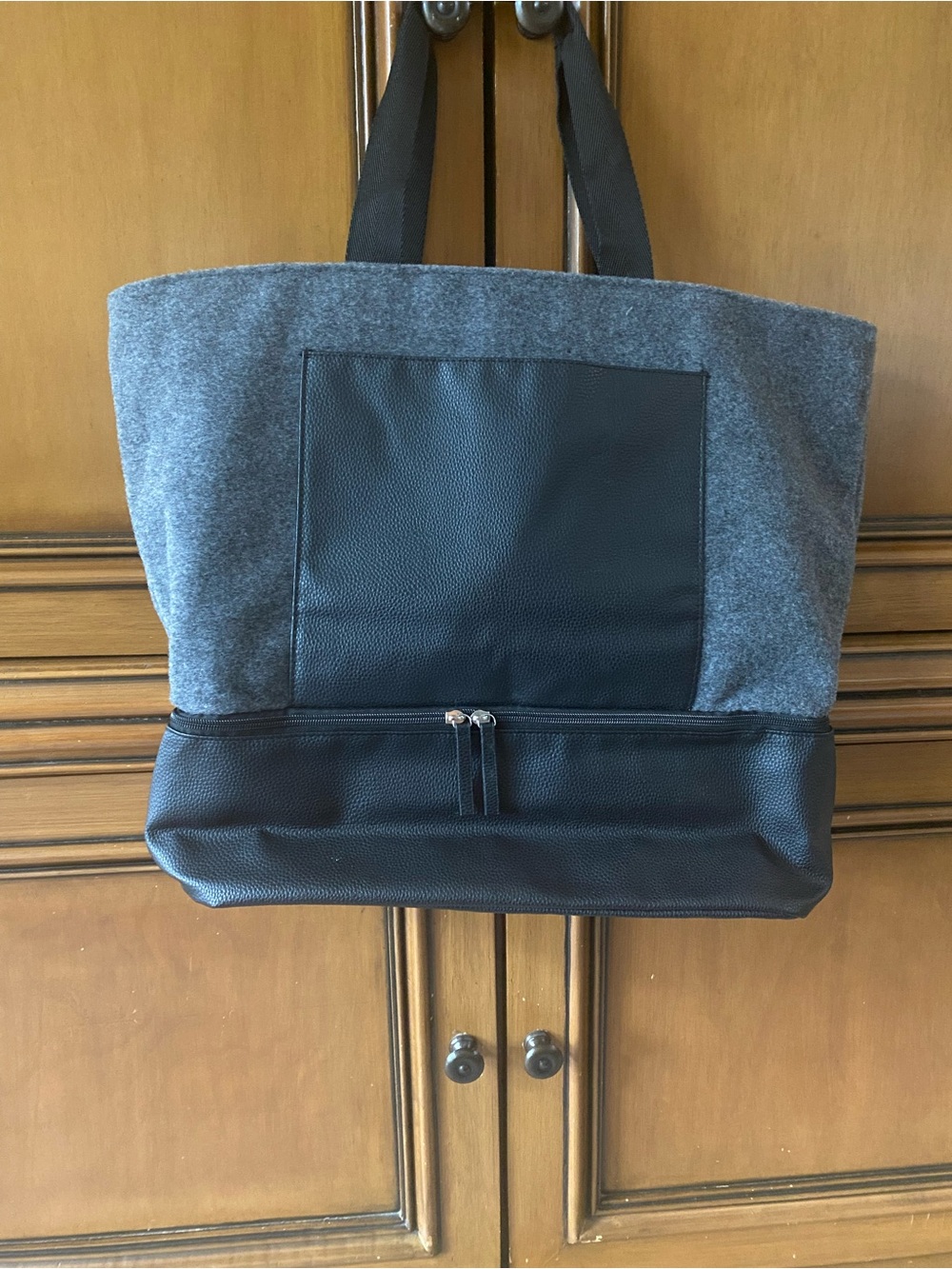 Travel Two-Tone Gray and Black Tote Bag